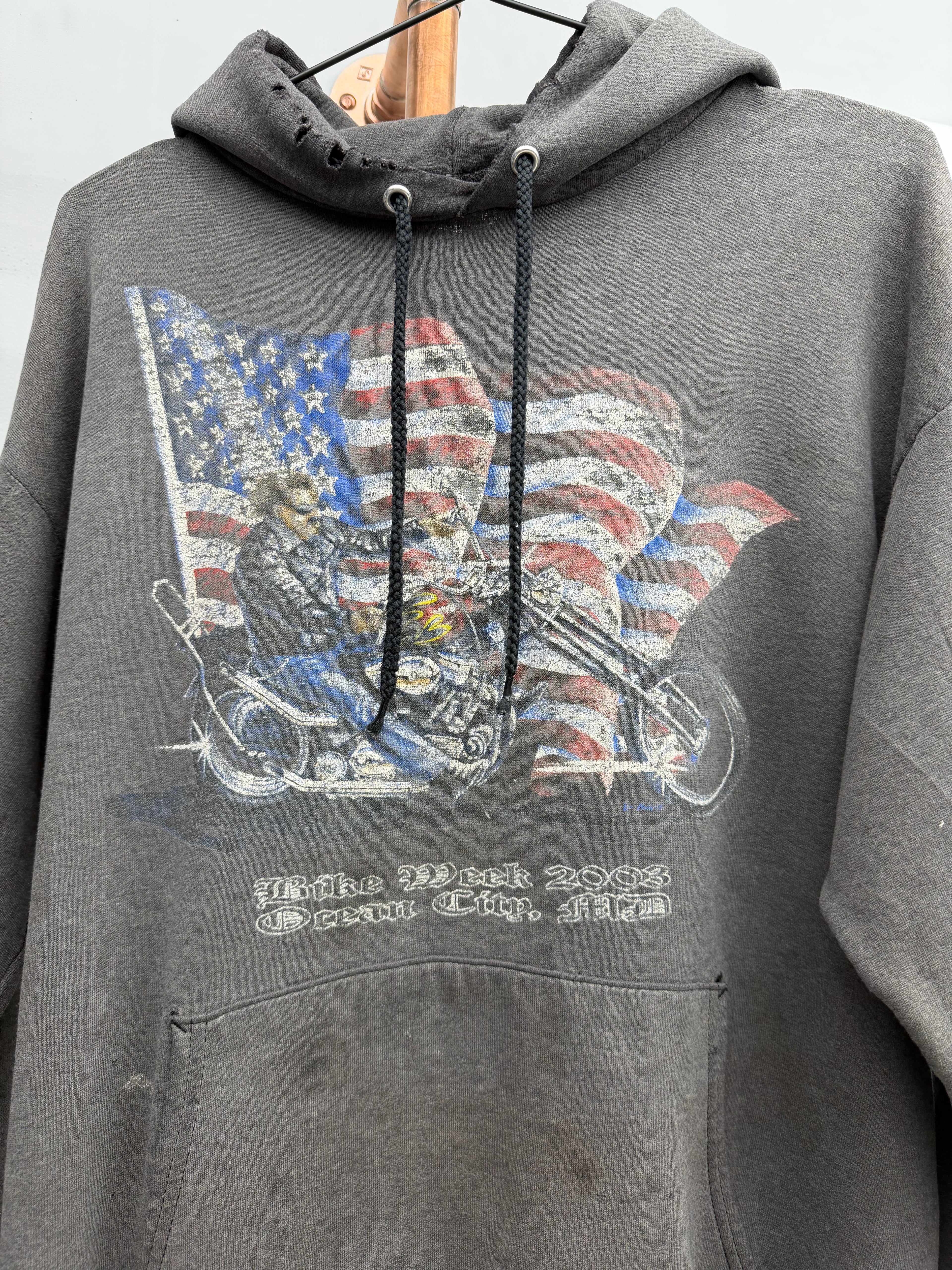 2003 Bike Week Faded Flame Sleeve Hoodie